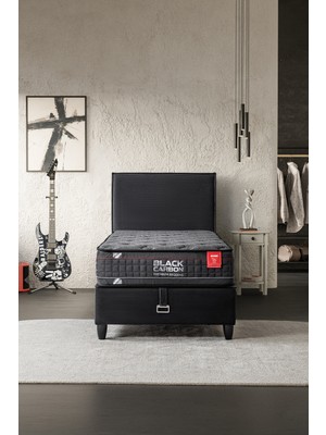 Mekan Yatak Black Carbon 7 Zone Paket Yaylı Tek Kişilik Baza Başlık ve Yatak 3'lü Set