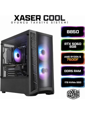 Xaser Cool X40 Ryzen 5 7500F 32GB Ddr5 Ram 1tb M.2 Nvme SSD 8gb RTX5060 Masaüstü Oyuncu Bilgisayarı