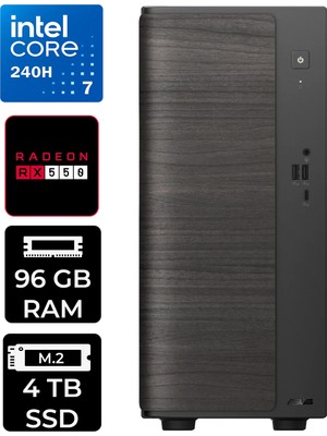 Asus V500 Mini Tower Intel Core 7 240H Rx 550 4gb 96GB Ram 4tb SSD Freedos V501MV07240H078WP320 Masaüstü Bilgisayar + Per4 USB Bellek