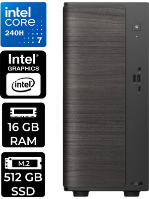 Asus V500 Mini Tower Intel Core 7 240H 16GB Ram 512GB SSD WIN11 Pro V501MV07240H078WP341 Masaüstü Bilgisayar + Per4 USB Bellek