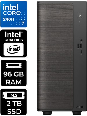 Asus V500 Mini Tower Intel Core 7 240H 96GB Ram 2tb SSD WIN11 Home V501MV07240H078WP339 Masaüstü Bilgisayar + Per4 USB Bellek