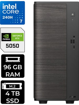 Asus V500 Mini Tower Intel Core 7 240H Rtx 5050 8gb 96GB Ram 4tb SSD WIN11 Home V501MV07240H078WP340 Masaüstü Bilgisayar + Per4 USB Bellek
