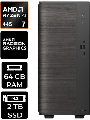 Asus V700 Mini Tower Amd Ryzen Aı 7 445 64GB Ram 2tb SSD WIN11 Pro VM7010R7445026WP315 Masaüstü Bilgisayar + Per4 USB Bellek