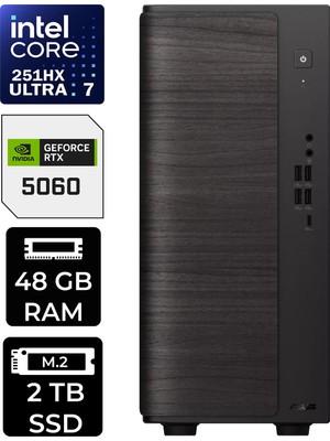 Asus V700 Mini Tower Intel Core Ultra 7 251HX Rtx 5060 8gb 48GB Ram 2tb SSD WIN11 Pro V701ML7251HX028WP311 Masaüstü Bilgisayar + Per4 USB Bellek