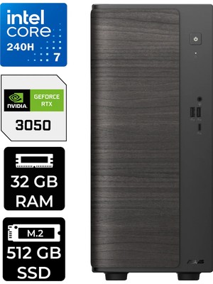 Asus V500 Mini Tower Intel Core 7 240H Rtx 3050 6gb 32GB Ram 512GB SSD WIN11 Pro V501MV07240H078WP345 Masaüstü Bilgisayar + Per4 USB Bellek