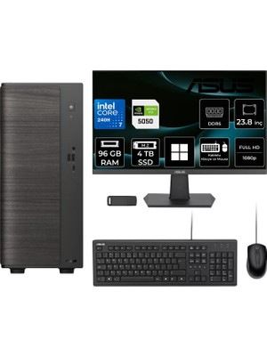 Asus V500 Mini Tower Intel Core 7 240H Rtx 5050 8gb 96GB Ram 4tb SSD 23.8" Fhd WIN11 Home V501MV07240H078WP340 Masaüstü Bilgisayar + Per4 USB Bellek