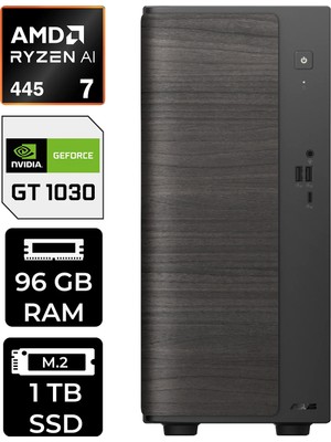 Asus V700 Mini Tower Amd Ryzen Aı 7 445 Gt 1030 4gb 96GB Ram 1tb SSD Freedos VM7010R7445026WP318 Masaüstü Bilgisayar + Per4 USB Bellek