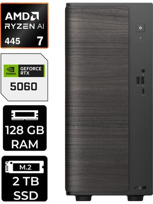 Asus V700 Mini Tower Amd Ryzen Aı 7 445 Rtx 5060 8gb 128GB Ram 2tb SSD WIN11 Home VM7010R7445026WP319 Masaüstü Bilgisayar + Per4 USB Bellek