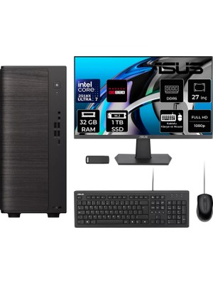 Asus V700 Mini Tower Intel Core Ultra 7 251HX Rx 550 4gb 32GB Ram 1tb SSD 27" Fhd Freedos V701ML7251HX028WP306 Masaüstü Bilgisayar + Per4 USB Bellek