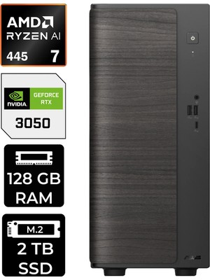 Asus V700 Mini Tower Amd Ryzen Aı 7 445 Rtx 3050 6gb 128GB Ram 2tb SSD WIN11 Home VM7010R7445026WP319 Masaüstü Bilgisayar + Per4 USB Bellek