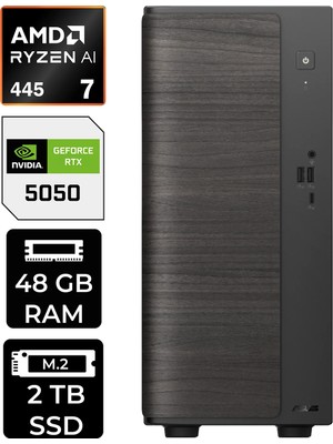 Asus V700 Mini Tower Amd Ryzen Aı 7 445 Rtx 5050 8gb 48GB Ram 2tb SSD WIN11 Pro VM7010R7445026WP311 Masaüstü Bilgisayar + Per4 USB Bellek