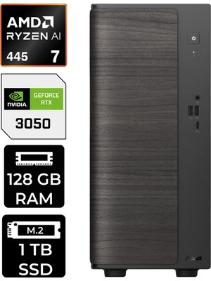 Asus V700 Mini Tower Amd Ryzen Aı 7 445 Rtx 3050 6gb 128GB Ram 1tb SSD WIN11 Pro VM7010R7445026WP318 Masaüstü Bilgisayar + Per4 USB Bellek