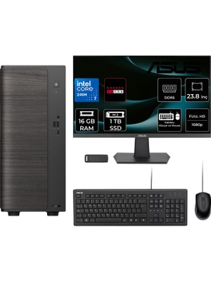 Asus V500 Mini Tower Intel Core 7 240H Rx 550 4gb 16GB Ram 1tb SSD 23.8" Fhd Freedos V501MV07240H078WP302 Masaüstü Bilgisayar + Per4 USB Bellek