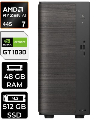 Asus V700 Mini Tower Amd Ryzen Aı 7 445 Gt 1030 4gb 48GB Ram 512GB SSD WIN11 Pro VM7010R7445026WP309 Masaüstü Bilgisayar + Per4 USB Bellek