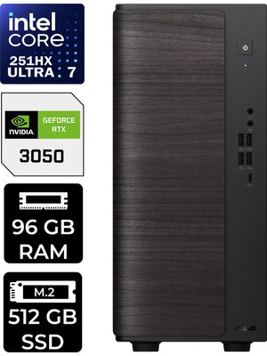 Asus V700 Mini Tower Intel Core Ultra 7 251HX Rtx 3050 6gb 96GB Ram 512GB SSD Freedos V701ML7251HX028WP317 Masaüstü Bilgisayar + Per4 USB Bellek
