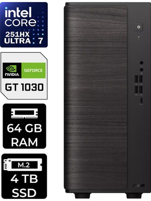 Asus V700 Mini Tower Intel Core Ultra 7 251HX Gt 1030 4gb 64GB Ram 4tb SSD Freedos V701ML7251HX028WP316 Masaüstü Bilgisayar + Per4 USB Bellek