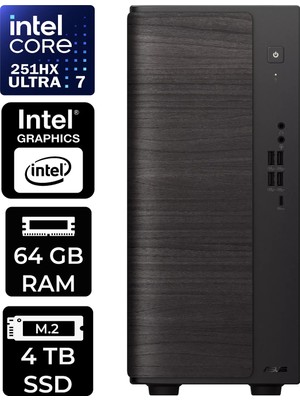 Asus V700 Mini Tower Intel Core Ultra 7 251HX 64GB Ram 4tb SSD WIN11 Pro V701ML7251HX028WP316 Masaüstü Bilgisayar + Per4 USB Bellek