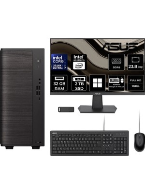 Asus V700 Mini Tower Intel Core Ultra 7 251HX 32GB Ram 2tb SSD 23.8" Fhd WIN11 Home V701ML7251HX028WP307 Masaüstü Bilgisayar + Per4 USB Bellek
