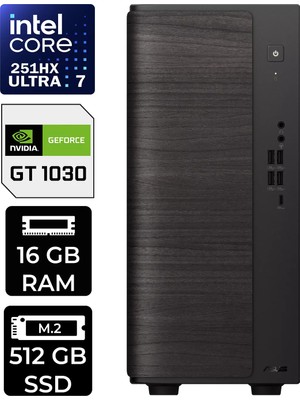 Asus V700 Mini Tower Intel Core Ultra 7 251HX Gt 1030 4gb 16GB Ram 512GB SSD WIN11 Pro V701ML7251HX028WP301 Masaüstü Bilgisayar + Per4 USB Bellek