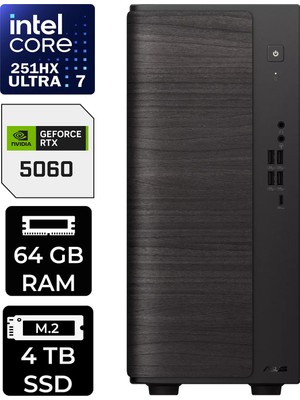Asus V700 Mini Tower Intel Core Ultra 7 251HX Rtx 5060 8gb 64GB Ram 4tb SSD WIN11 Pro V701ML7251HX028WP316 Masaüstü Bilgisayar + Per4 USB Bellek
