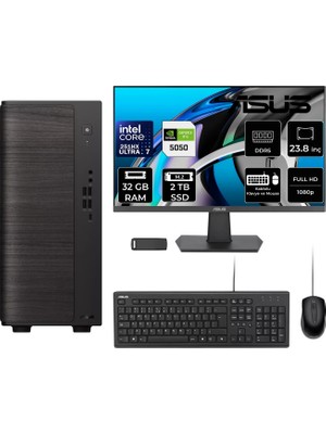 Asus V700 Mini Tower Intel Core Ultra 7 251HX Rtx 5050 8gb 32GB Ram 2tb SSD 23.8" Fhd Freedos V701ML7251HX028WP307 Masaüstü Bilgisayar + Per4 USB Bellek