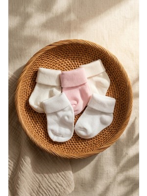 Babydonat Pebble Soft 5’li Paket %100 Pamuklu Yumuşak Dokulu Kıvrık Konçlu Bebek Çorap Seti - Pastel Renk Karma