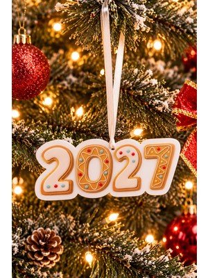 Pekshop 2027 Yılbaşı Kurabiye Tasarımlı Pleksi Yılbaşı Ağacı Süsü