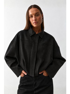 Madmext Siyah Süet Bomber Kadın Ceket MG2903
