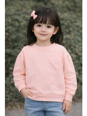 Wanex Kız Çocuk Kalp Detaylı Uzun Kollu Sweatshirt (2–7 Yaş)