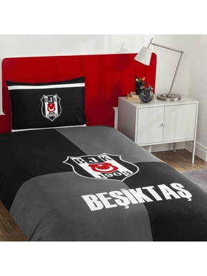 Taç Taraftar Lisanslı Ranforce Çarşafı Lastikli Tek Kişilik Nevresim Takımı-Beşiktaş Efsane (120LIK Çarşaf)
