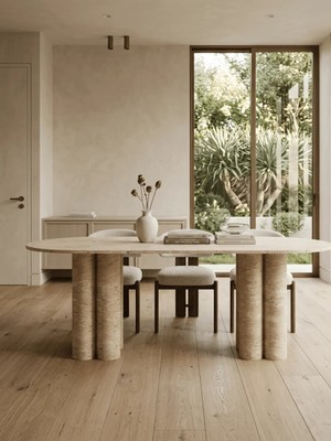 Miarik Design Traverten Serra Mermer Yemek Masası
