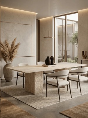 Miarik Design Seth - Traverten Patlatma Yemek Masasi