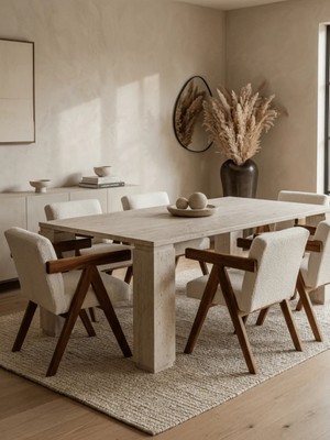 Miarik Design Saro - Traverten Yemek Masasi