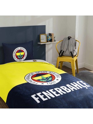Taç Taraftar Lisanslı Ranforce Çarşafı Lastikli Tek Kişilik Nevresim Takımı-Fenerbahçe Efsane (120LIK Çarşaf)