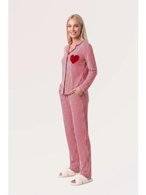 Pjs Kadın Kırmızı Düğmeli Pijama Takımı 30144