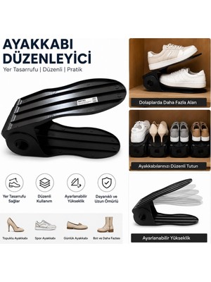 BURADABULDUN Ayarlanabilir Ayakkabı Düzenleyici Rampa - Dolap Içi Yer Tasarrufu Sağlayan Ayakkabılık 2 Adet