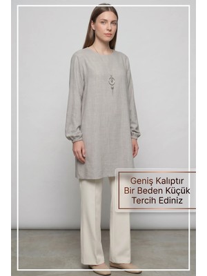 Kado Online Geniş Kalıp İnce Sofia Kolyeli Tunik