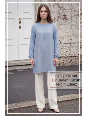 Kado Online Geniş Kalıp İnce Sofia Kolyeli Tunik