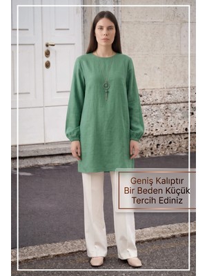 Kado Online Geniş Kalıp İnce Sofia Kolyeli Tunik