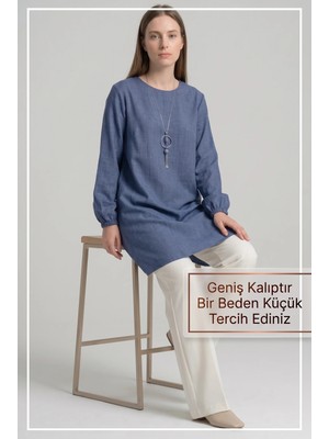 Kado Online Geniş Kalıp İnce Sofia Kolyeli Tunik