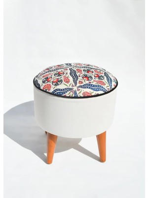 Kilim Co. Lucy Ahşap Ayaklı Puf