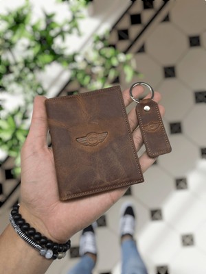 Visso Leather 1904 Mini Cooper Logolu Deri Araç Ruhsat Kılıfı Isme Özel Çanta Erkek Kadın Modeli