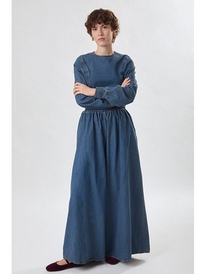 Zülays Denim Etekli Pantolon Açık Mavi