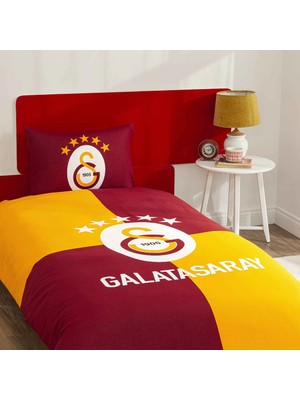 Taç Taraftar Lisanslı Ranforce Çarşafı Lastikli Tek Kişilik Nevresim Takımı-Galatasaray Efsane (120LIK Çarşaf)