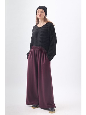 Zülays Oysho Geniş Pantolon Bordo