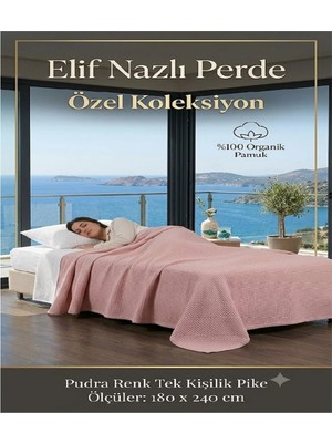 Tek Kişilik Pike %100 Organik Pamuk Dört Mevsim Pudra