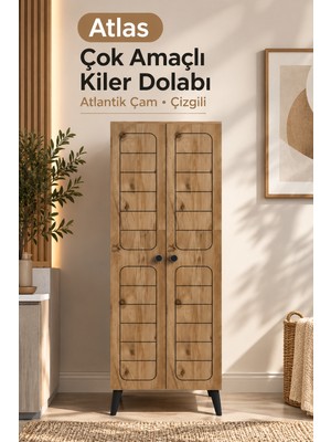 Klt Modüler Çok Amaçlı Kiler Dolabı Atlantik Çam Çizgili