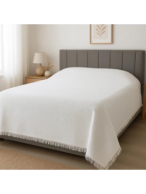 Beyaz Waffle Desenli Tek Kişilik Pike 160 x 230 cm