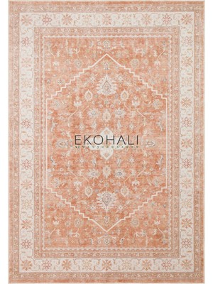Eko Halı Elista Els 201 Terra Kaydırmaz Yıkanabilir Vintage Desenli Kilim