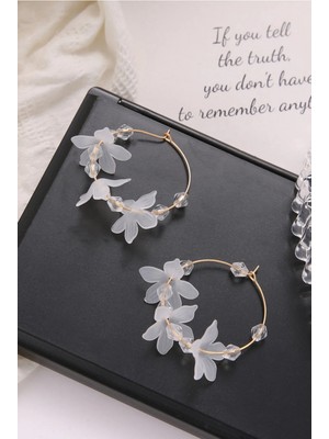 The Collection Kadın Gold Çiçek Figürlü Halka Küpe